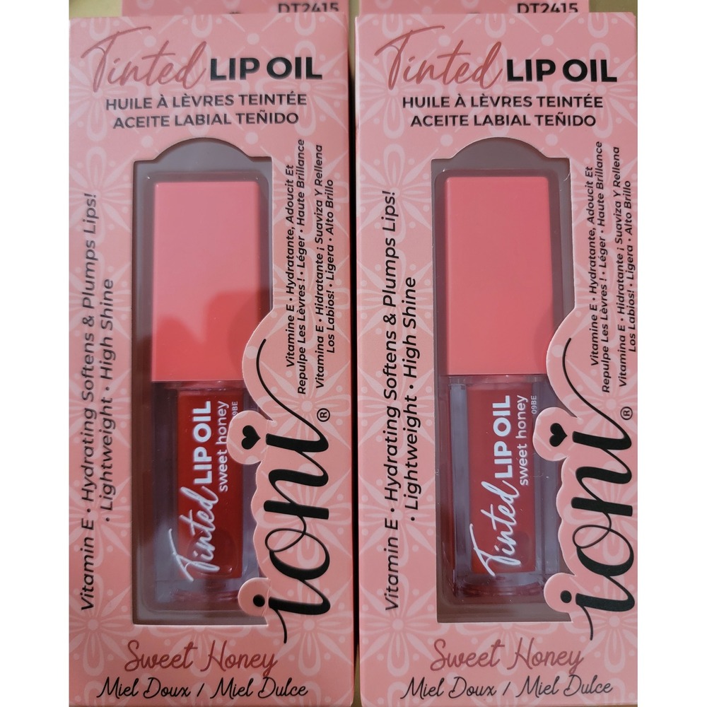 Ioni Tinted Lip Oil Sweet Honey Vitamin E High Shine Hydrating Plumping 2 Pack